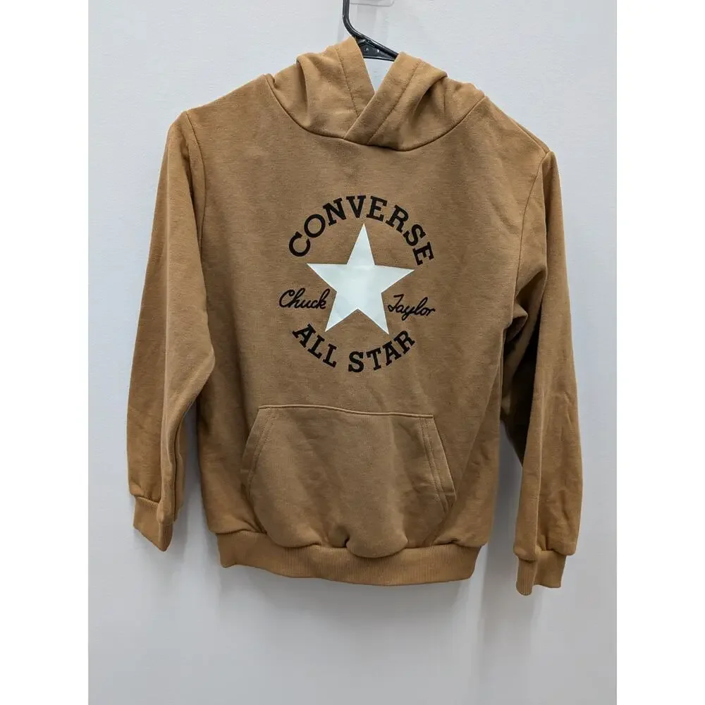 Converse Chuck Taylor All Star Kids Hoodie Brown Pullover Size L 10-11Y